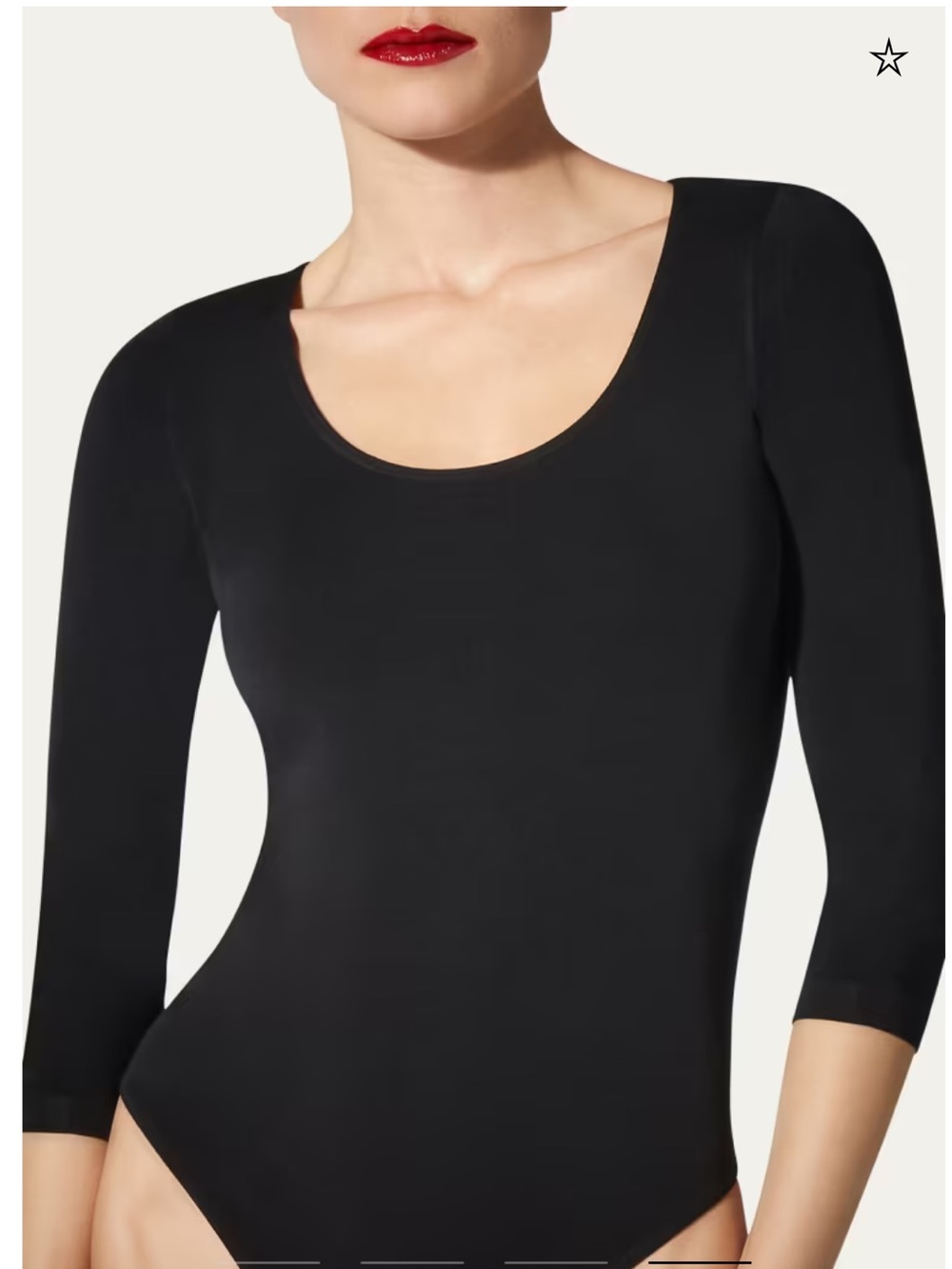 Wolford Burgundy Scoop-Neck Three-Quarter Sleeve Bodysuit